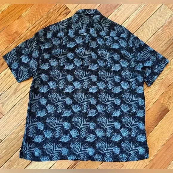 Nat Nast Blue Silk Blend Button Up Short Sleeve Palm Hawaiian Shirt Men’s Size L - Picture 8 of 12
